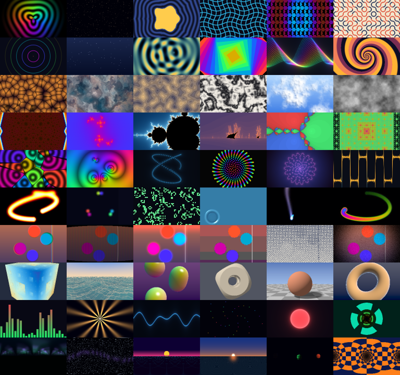 The sixty example shaders of the gallery